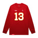 Front angle of the Danny Fik MAS Kansas City Wheelchair Football Amplife Red Long Sleeve T-Shirt against a white background