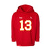 Front angle of the Danny Fik MAS Kansas City Wheelchair Football Amplife Toddler Red Hoodie against a white background