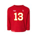 Front angle of the Danny Fik MAS Kansas City Wheelchair Football Amplife Toddler Red Long Sleeve T-Shirt against a white background