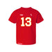 Front angle of the Danny Fik MAS Kansas City Wheelchair Football Amplife Toddler Red T-Shirt against a white background