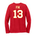 Back angle of the Danny Fik MAS Kansas City Wheelchair Football Amplife Women's Red Long Sleeve T-Shirt against a white background