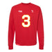 Front angle of the Donte Hill MAS Kansas City Wheelchair Football Amplife Red Crewneck Sweatshirt against a white background