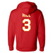 Back angle of the Donte Hill MAS Kansas City Wheelchair Football Amplife Red Hoodie against a white background