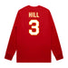 Back angle of the Donte Hill MAS Kansas City Wheelchair Football Amplife Red Long Sleeve T-Shirt against a white background