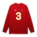 Front angle of the Donte Hill MAS Kansas City Wheelchair Football Amplife Red Long Sleeve T-Shirt against a white background