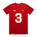 Front angle of the Donte Hill MAS Kansas City Wheelchair Football Amplife Red T-Shirt against a white background