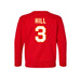 Back angle of the Donte Hill MAS Kansas City Wheelchair Football Amplife Toddler Red Crewneck Sweatshirt against a white background