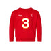 Front angle of the Donte Hill MAS Kansas City Wheelchair Football Amplife Toddler Red Crewneck Sweatshirt against a white background