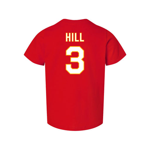 Back angle of the Donte Hill MAS Kansas City Wheelchair Football Amplife Toddler Red T-Shirt against a white background