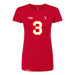 Front angle of the Donte Hill MAS Kansas City Wheelchair Football Amplife Women's Red Slim T-Shirt against a white background