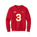 Front angle of the Donte Hill MAS Kansas City Wheelchair Football Amplife Youth Red Crewneck Sweatshirt against a white background