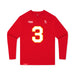 Front angle of the Donte Hill MAS Kansas City Wheelchair Football Amplife Youth Red Long Sleeve T-Shirt against a white background