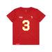 Front angle of the Donte Hill MAS Kansas City Wheelchair Football Amplife Youth Red T-Shirt against a white background