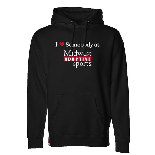 MAS Kansas City Wheelchair Football I Love Somebody at MAS Black Hoodie on a white background