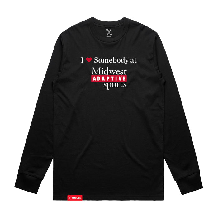 MAS Kansas City Wheelchair Football I Love Somebody at MAS Black Long Sleeve T-Shirt on a white background