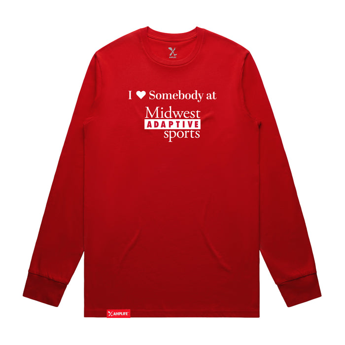 MAS Kansas City Wheelchair Football I Love Somebody at MAS Red Long Sleeve T-Shirt on a white background