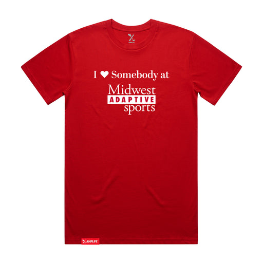 MAS Kansas City Wheelchair Football I Love Somebody at MAS Red T-Shirt on a white background