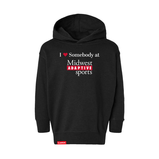 MAS Kansas City Wheelchair Football I Love Somebody at MAS Toddler Black Hoodie on a white background