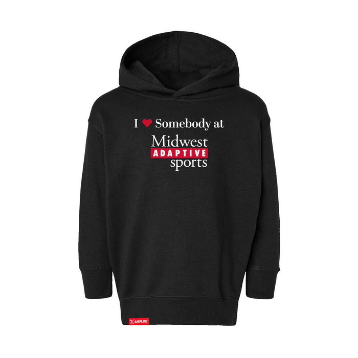 MAS Kansas City Wheelchair Football I Love Somebody at MAS Toddler Black Hoodie on a white background