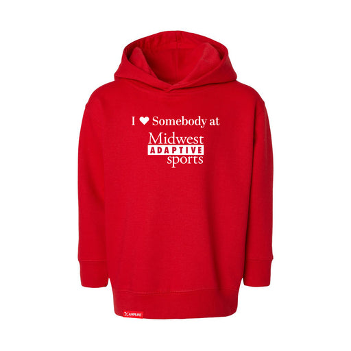 MAS Kansas City Wheelchair Football I Love Somebody at MAS Toddler Red Hoodie on a white background