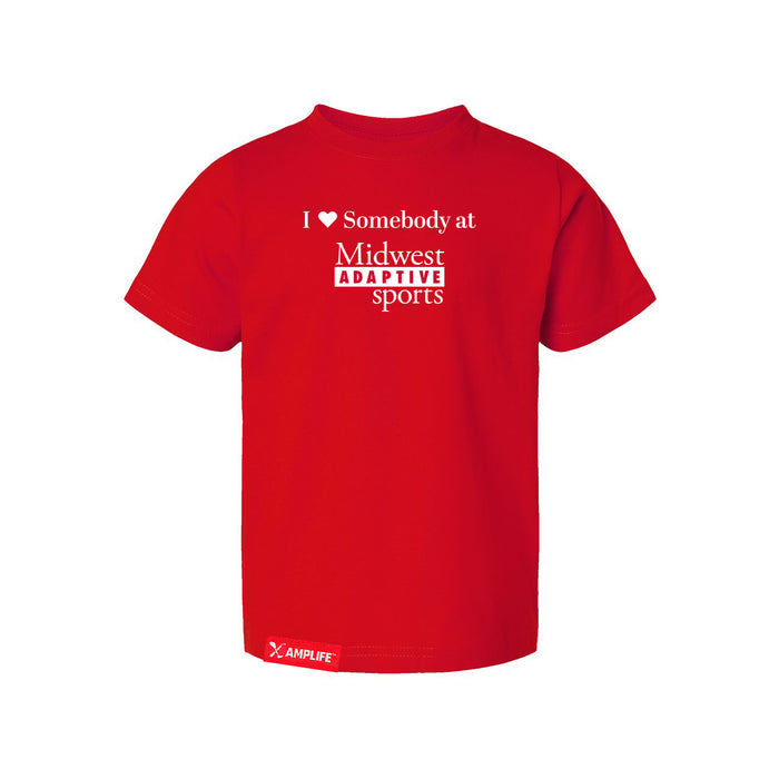 MAS Kansas City Wheelchair Football I Love Somebody at MAS Toddler Red T-Shirt on a white background