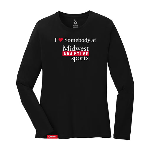 MAS Kansas City Wheelchair Football I Love Somebody at MAS Women's Black Long Sleeve T-Shirt on a white background