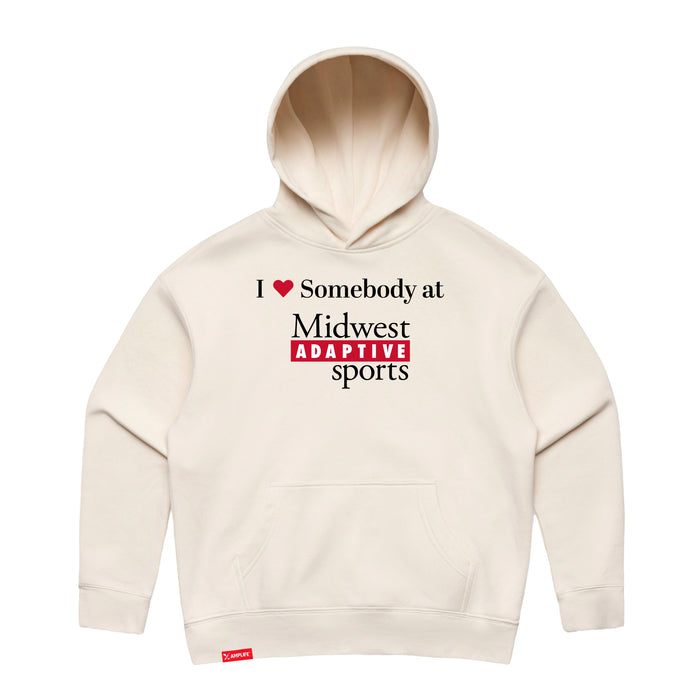 MAS Kansas City Wheelchair Football I Love Somebody at MAS Women's Ecru Modern Hoodie on a white background