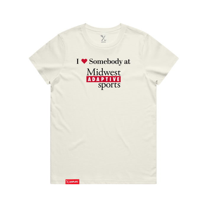 MAS Kansas City Wheelchair Football I Love Somebody at MAS Women's Ecru T-Shirt on a white background