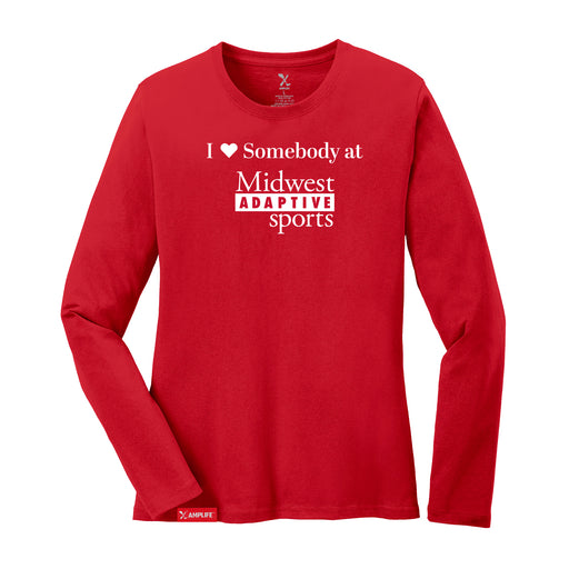 MAS Kansas City Wheelchair Football I Love Somebody at MAS Women's Red Long Sleeve T-Shirt on a white background