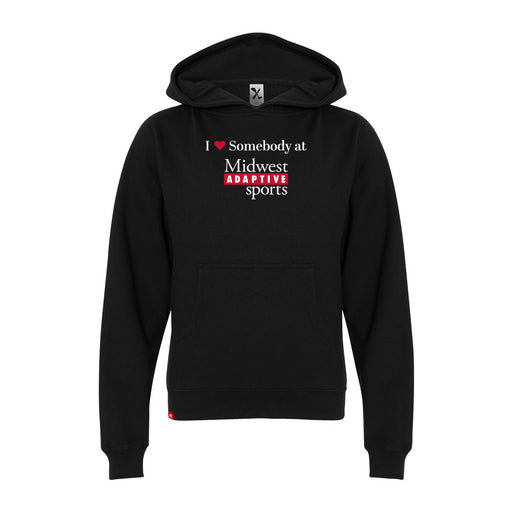 MAS Kansas City Wheelchair Football I Love Somebody at MAS Youth Black Hoodie on a white background