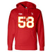 Front angle of the Jason Loftiss MAS Kansas City Wheelchair Football Amplife Red Hoodie against a white background