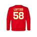 Back angle of the Jason Loftiss MAS Kansas City Wheelchair Football Amplife Toddler Red Crewneck Sweatshirt against a white background