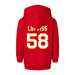 Back angle of the Jason Loftiss MAS Kansas City Wheelchair Football Amplife Toddler Red Hoodie against a white background
