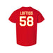 Back angle of the Jason Loftiss MAS Kansas City Wheelchair Football Amplife Toddler Red T-Shirt against a white background