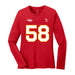Front angle of the Jason Loftiss MAS Kansas City Wheelchair Football Amplife Women's Red Long Sleeve T-Shirt against a white background