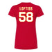 Back angle of the Jason Loftiss MAS Kansas City Wheelchair Football Amplife Women's Red Slim T-Shirt against a white background