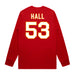 Back angle of the Jerry Hall MAS Kansas City Wheelchair Football Amplife Red Long Sleeve T-Shirt against a white background