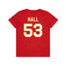 Back angle of the Jerry Hall MAS Kansas City Wheelchair Football Amplife Youth Red T-Shirt against a white background