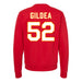 Back angle of the Jesse Gildea MAS Kansas City Wheelchair Football Amplife Red Crewneck Sweatshirt against a white background