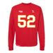 Front angle of the Jesse Gildea MAS Kansas City Wheelchair Football Amplife Red Crewneck Sweatshirt against a white background