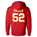 Back angle of the Jesse Gildea MAS Kansas City Wheelchair Football Amplife Red Hoodie against a white background