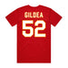 Back angle of the Jesse Gildea MAS Kansas City Wheelchair Football Amplife Red T-Shirt against a white background