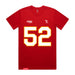 Front angle of the Jesse Gildea MAS Kansas City Wheelchair Football Amplife Red T-Shirt against a white background