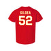 Back angle of the Jesse Gildea MAS Kansas City Wheelchair Football Amplife Toddler Red T-Shirt against a white background