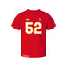 Front angle of the Jesse Gildea MAS Kansas City Wheelchair Football Amplife Toddler Red T-Shirt against a white background