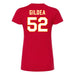 Back angle of the Jesse Gildea MAS Kansas City Wheelchair Football Amplife Women's Red Slim T-Shirt against a white background