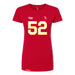 Front angle of the Jesse Gildea MAS Kansas City Wheelchair Football Amplife Women's Red Slim T-Shirt against a white background