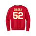Back angle of the Jesse Gildea MAS Kansas City Wheelchair Football Amplife Youth Red Crewneck Sweatshirt against a white background