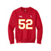 Front angle of the Jesse Gildea MAS Kansas City Wheelchair Football Amplife Youth Red Crewneck Sweatshirt against a white background