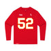 Front angle of the Jesse Gildea MAS Kansas City Wheelchair Football Amplife Youth Red Long Sleeve T-Shirt against a white background